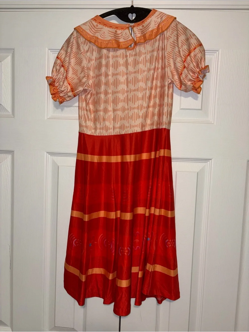 Moana inspired Orange and Red Patterned Short-Sleeve Dress size 130 7-8